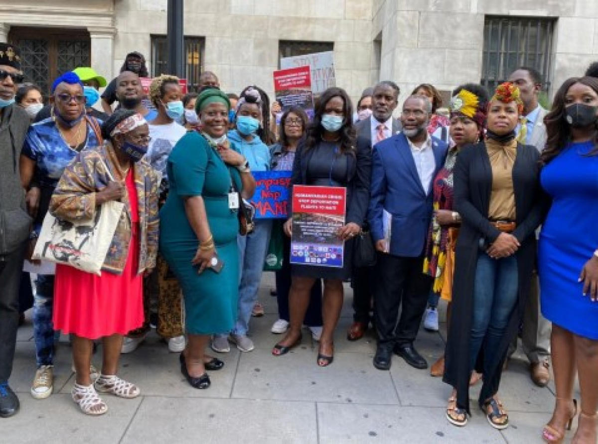 Haitian Americans, including elected officials and community organizations, attend the rally at Brooklyn Borough Hall.