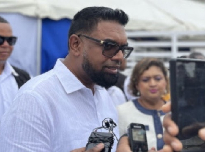 President Irfaan Ali answering questions from the media on Tuesday