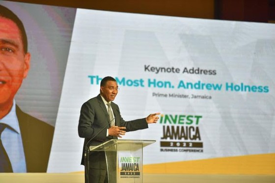 Prime Minister Andrew Holness addressing “Invest Jamaica 2022 Conference" (Photo courtesy of PM Andrew Holness on Facebook