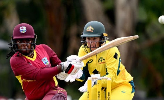 Aaliyah Alleyne pulls during her top score of 35 for West Indies Women on Sunday.
