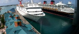 Cruise ships berthed in the Bahamas port. (Photo courtesy of the Bahamas Tourism Center)