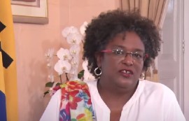 Prime Minister Mia Mottley at Thursday’s press briefing.