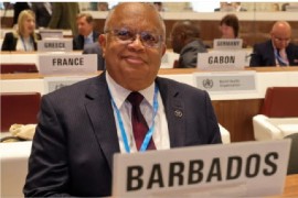 Barbados Health and Wellness Minister Dr. Jerome Walcott addressing WHA meeting