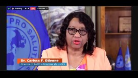 PAHO director Dr. Carissa Etienne during Wednesday's Press Briefing (file photo)