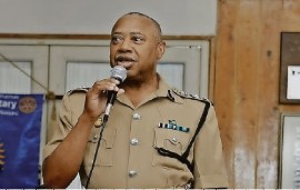 Police Commissioner, Clayton Fernander, speaking at Rotary Club meeting