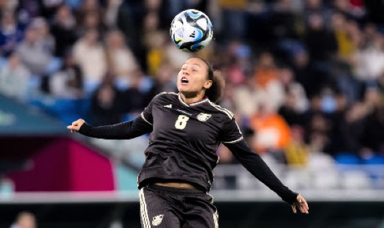 Jamaica’s Drew Spence controls the ball during her side’s nil-all draw against France.