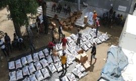 Emergency food aid is prepared to be distributed to Haitians (WFP Photo)
