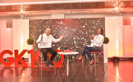 Don Wehby, GraceKennedy Group CEO, celebrates the virtual launch of GK100 with host Simone Clarke-Cooper. GK100 will feature a year-long calendar of events and activities to celebrate the Company’s 100th anniversary and will be reflected across its brands and subsidiaries in Jamaica and overseas.