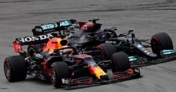 Lewis Hamilton (right) is overtaken by Vax Verstappen at the start of last weekend’s Spanish Grand Prix.