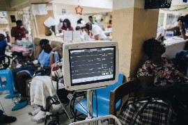 Patients wait for care at a hospital in Spanish Town, Jamaica. (WHO photo)