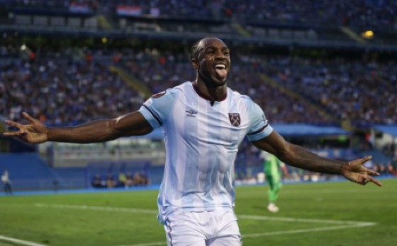 Reggae Boy Michail Antonio celebrates his goal in Europe on Thursday.