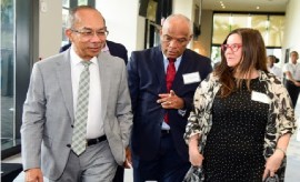 National Security Minister Dr. Horace Chang with the Director General of the Major Organised Crime and Anti-Corruption Agency, Desmond Edwards and US diplomat Amy Tachoo (Photo JIS)