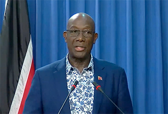 Prime Minister Dr. Keith Rowley at Thursday’s press conference. 