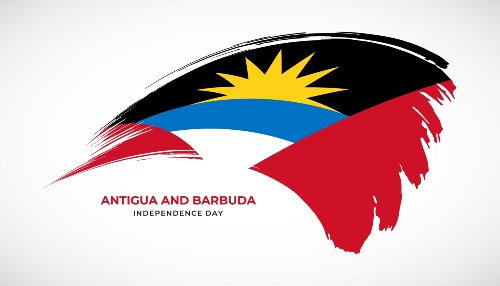 Hand drawing brush stroke flag of Antigua and Barbuda with painting effect vector illustration