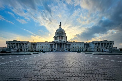 Capitol with sunset in Washington D.C.