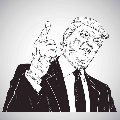 President Donald Trump, You're Fired! Vector Illustration Drawing Vector. September 25, 2017: 