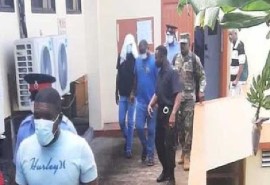 Trinidadian crew members leaving the Magistrate Court earlier this week (File Photo)