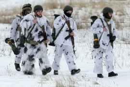 Ukrainian soldiers during drills in the Lviv region last week. Moscow continues to build up troop deployments on the Ukraine border (via REUTERS)