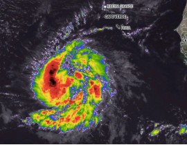 In this image taken Thursday, Sept. 30, 2021, Tropical Storm Victor was seen in the eastern Atlantic. (NOAA/CIRA)