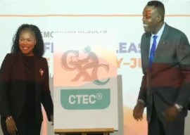 CXC Registrar and chief executive officer Dr. Wayne Wesley and Anguilla’s Education Minister, Shellya Rogers-Webster at the official launch of CTEC (CMC Photo)