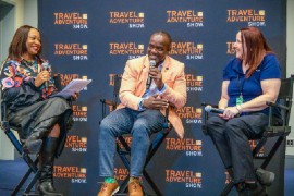 CTO Secretary-General & CEO Dona Regis-Prosper (left) moderates the “Caribbean Luxury Reimagined” panel with Ricardo Henry of the Jamaica Tourist Board and Amy Cucina of Norwegian Cruise Line at the 2026 Travel & Adventure Show in Washington, D.C. at the weekend.