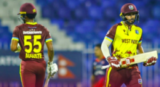 Akeem Auguste (l) and Amir Jangoo guided the West Indies to a 10-wicket victory over Nepal in the 3rd and final T20I. Photo: CWI