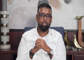 President Irfaan Ali delivering an early morning broadcast on Tuesday (CMC Photo)