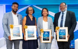 From left:- Michael McCarthy; Professor Mona Webber; Caroline Mahfood and Professor Michael Taylor. PHOTO CREDIT- RYAN SCOTT