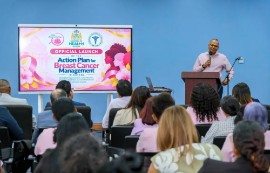 Minister of Health, Dr Frank Anthony, speaking during the launched of the Breast Cancer Action Plan
