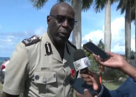 Police Commissioner Atlee Patrick Rodney , speaking to reporters after the body of legislator Asot Michael was fund at his home with stab wounds (CMC photo)