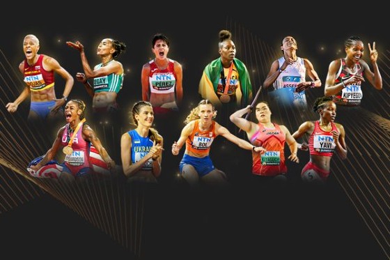 World champion Shericka Jackson, top row fourth from left. (World Athletics photo)