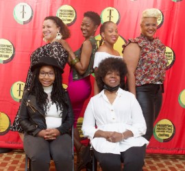 Audrey Hall (seated, right) surrounded by members of International Women in Reggae at the press launch for The Jamaican Music Experience and True Tribute Awards. (PHOTO CREDIT: Leonard McKenzie)