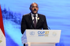 Antigua and Barbuda Prime Minister Gaston Browne addressing COP27.