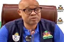 Public Health Minister, Bertrand Sinal, delivering the video address.