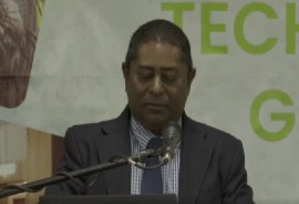 Isaac Bhagwan, Permanent Secretary in the Ministry of Agriculture., addressing the two-day workshop on Wednesday (CMC Photo)