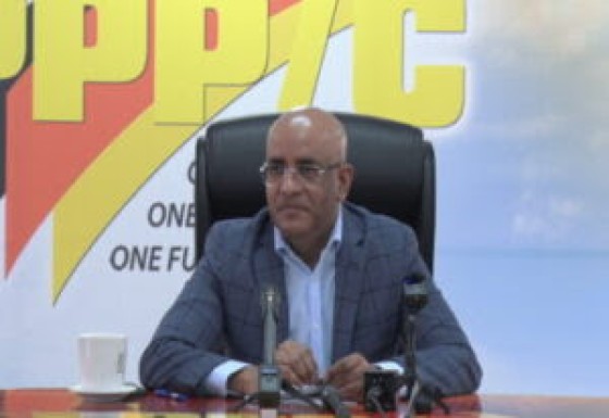 Vice President Bharrat Jagdeo addressing news conference on Thursday (CMC Photo)