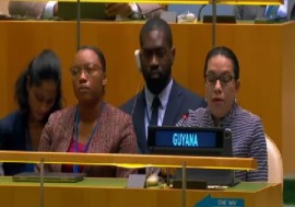 Guyana’s Ambassador Carolyn Rodrigues-Birkett addressing the UNGA