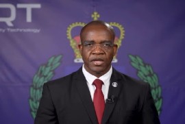 Police Commissioner, Dr Kevin Blake, speaking during his Year in Review presentation.