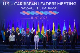 US Vice President Kamala Harris and CARICOM leaders at their meeting in Bahamas