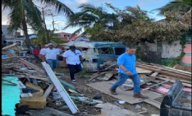 Prime Minister John Briceno touring some of the affected areas in Belize caused by Hurricane Lisa.