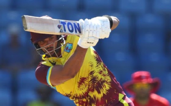 Man-of-the-Match Brandon King hits through the on-side during his unbeaten 82 on Thursday.