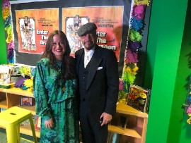 Bruce Lee’s daughter Shannon Lee and San Francisco artist, William Rhodes.