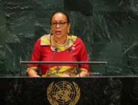 resident Sylvanie Burton addressing the United Nations General Assembly (UNGA).