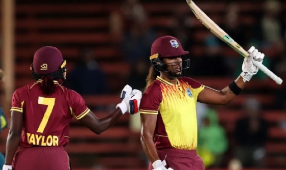 Stafanie Taylor (left) and Hayley Matthews both scored centuries in West Indies Womens win over Ireland Women.