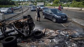 Burnt out cars following protests and riots in Martinique.  (Reuters)
