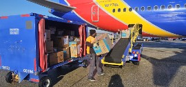 Southwest Airline cargo representative pack relief supplies on southwest flight to be ship to Jamaica at the Baltimore International airport. shipment consists of supplies for those severely impacted by Hurricane Melissa. The supplies were made through collaborative effort between the Embassy of Jamaica in Washington, D.C., the Montgomery County Council, Southwest Airlines and members of the Jamaican diaspora across the District of Columbia, Maryland, and Virginia (DMV) area.