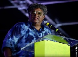 Barbados Prime Minister speaking at the close of CARIFESTA on Sunday night (CMC Photo)