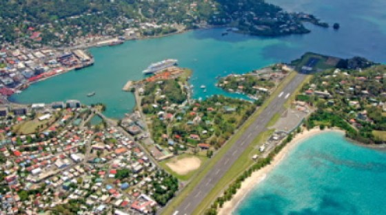 An overhead view of a part of Castries