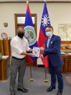 Prime Minister John Briceno and Taiwanese ambassador David Kuan-Chou Chien (File Photo)