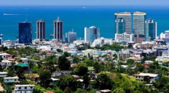 An aerial view of a section of Port of Spain, the Trinidad and Tobago capital.